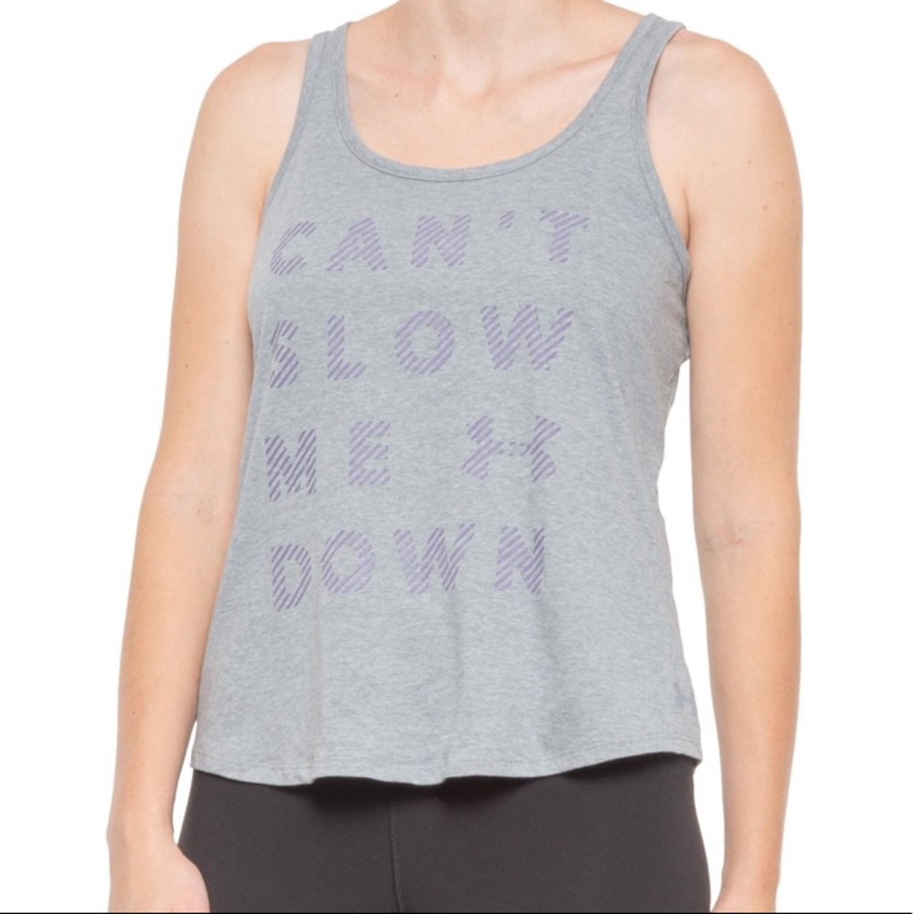 🛑CLEARANCE‼️ 🆕 Under Armour HeatGear® Can’t Slow Me Down Tank Gray & purple